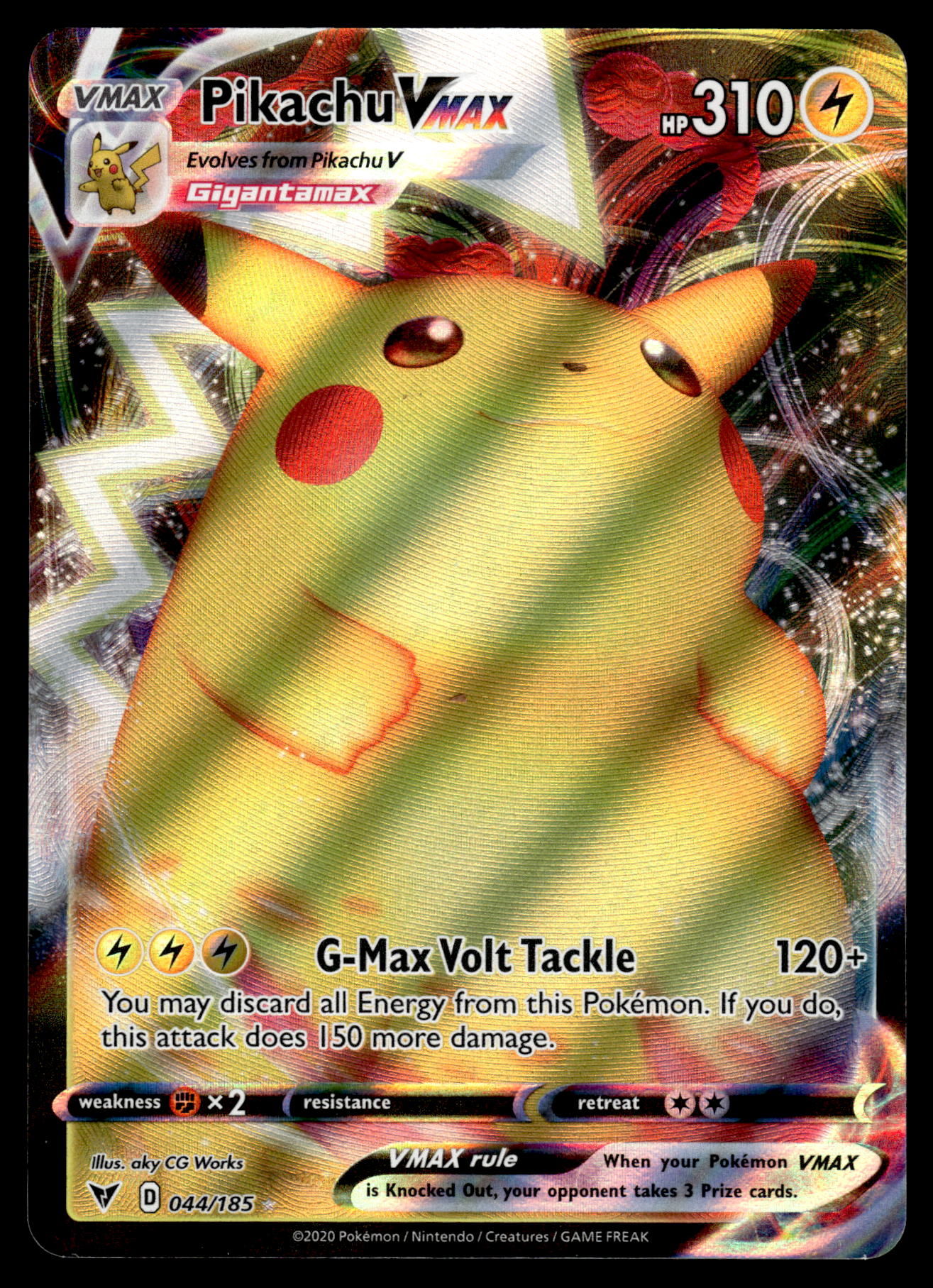 Pokemon Vivid 2024 Voltage Secret Rare Rainbow Pikachu VMAX 188/185nnCard NM