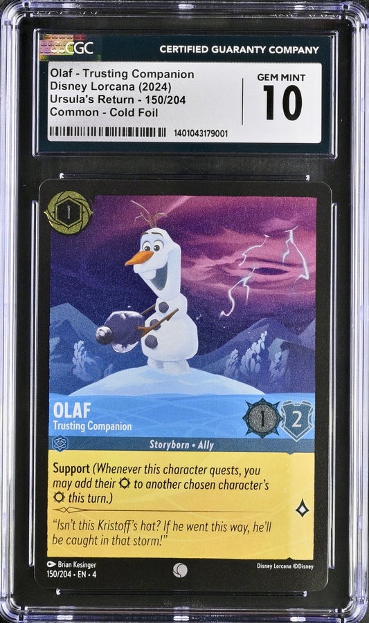 CGC 10 - Olaf 150/204 Cold Foil EN4 Ursula’s Return - Disney Lorcana