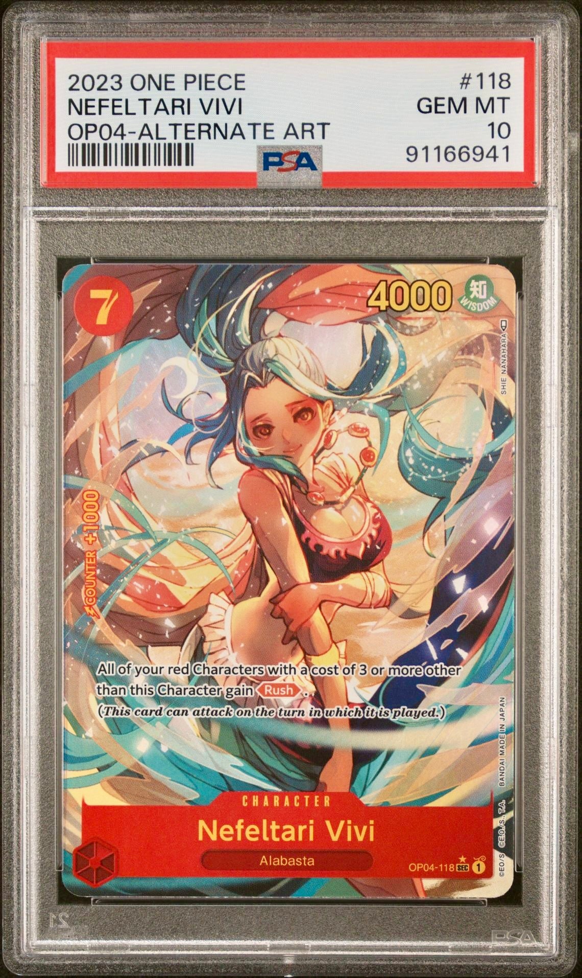 PSA 10 - Nefeltari Vivi Alternate Art OP04-118 Kingdoms of Intrigue - One Piece