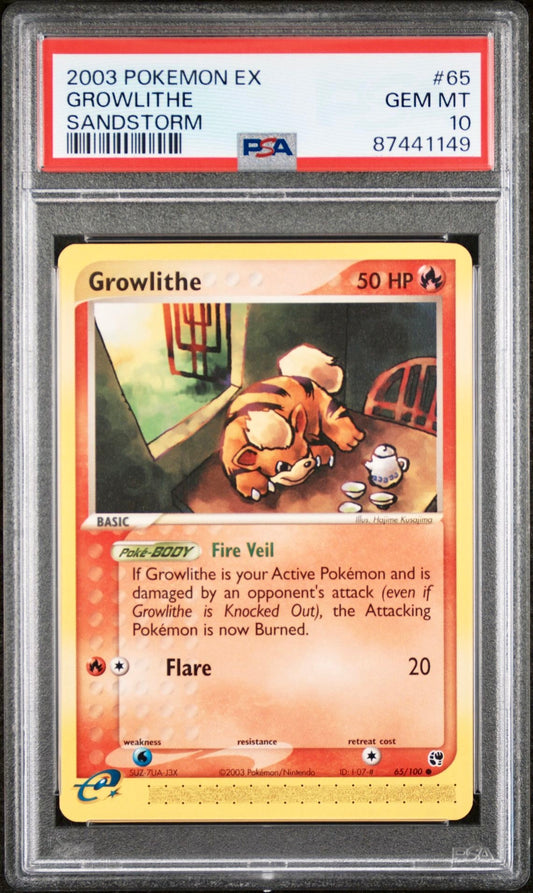 PSA 10 - Growlithe 65/100 EX Sandstorm - Pokemon