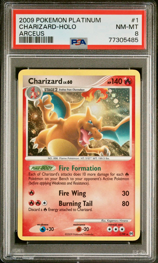 PSA 8 - Charizard 1/99 Platinum Arceus - Pokemon