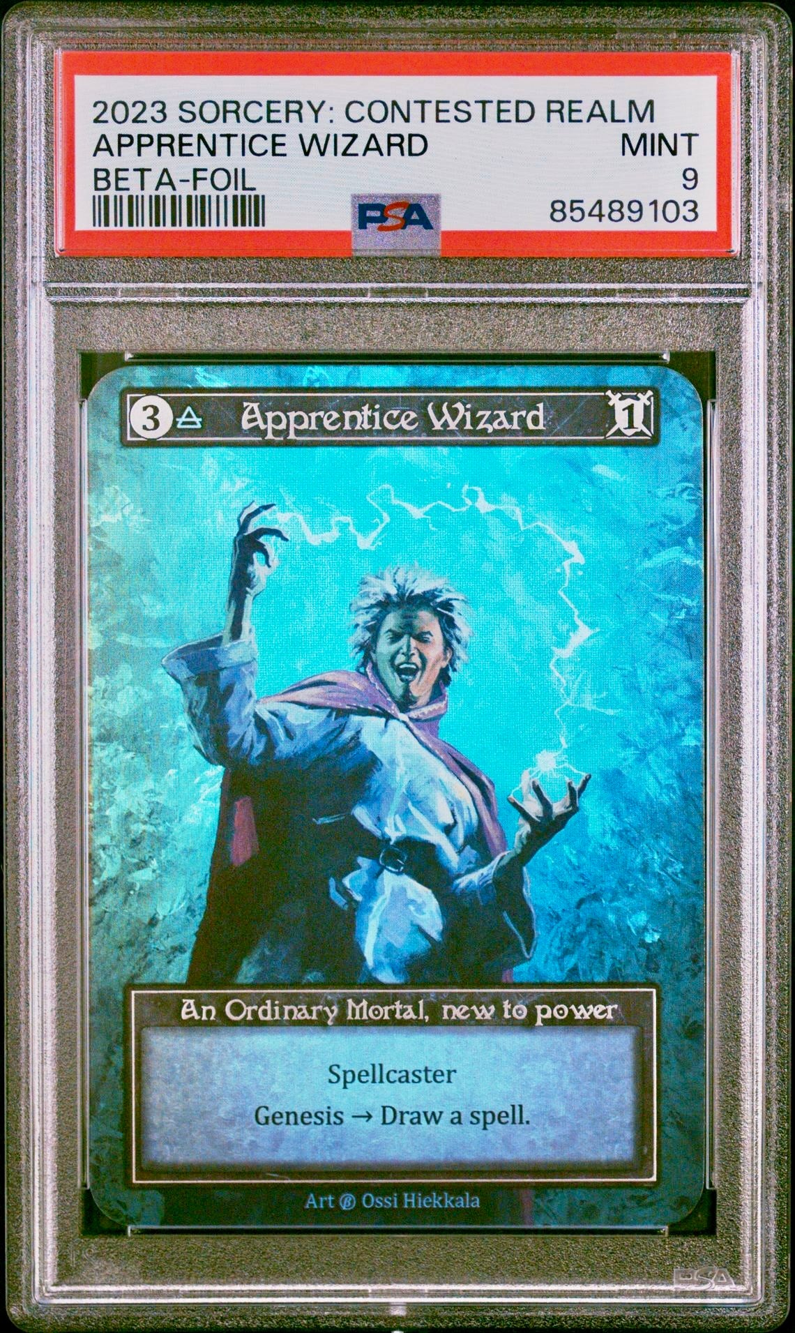 PSA 9 - Apprentice Wizard (Ordinary Foil) Beta - Sorcery