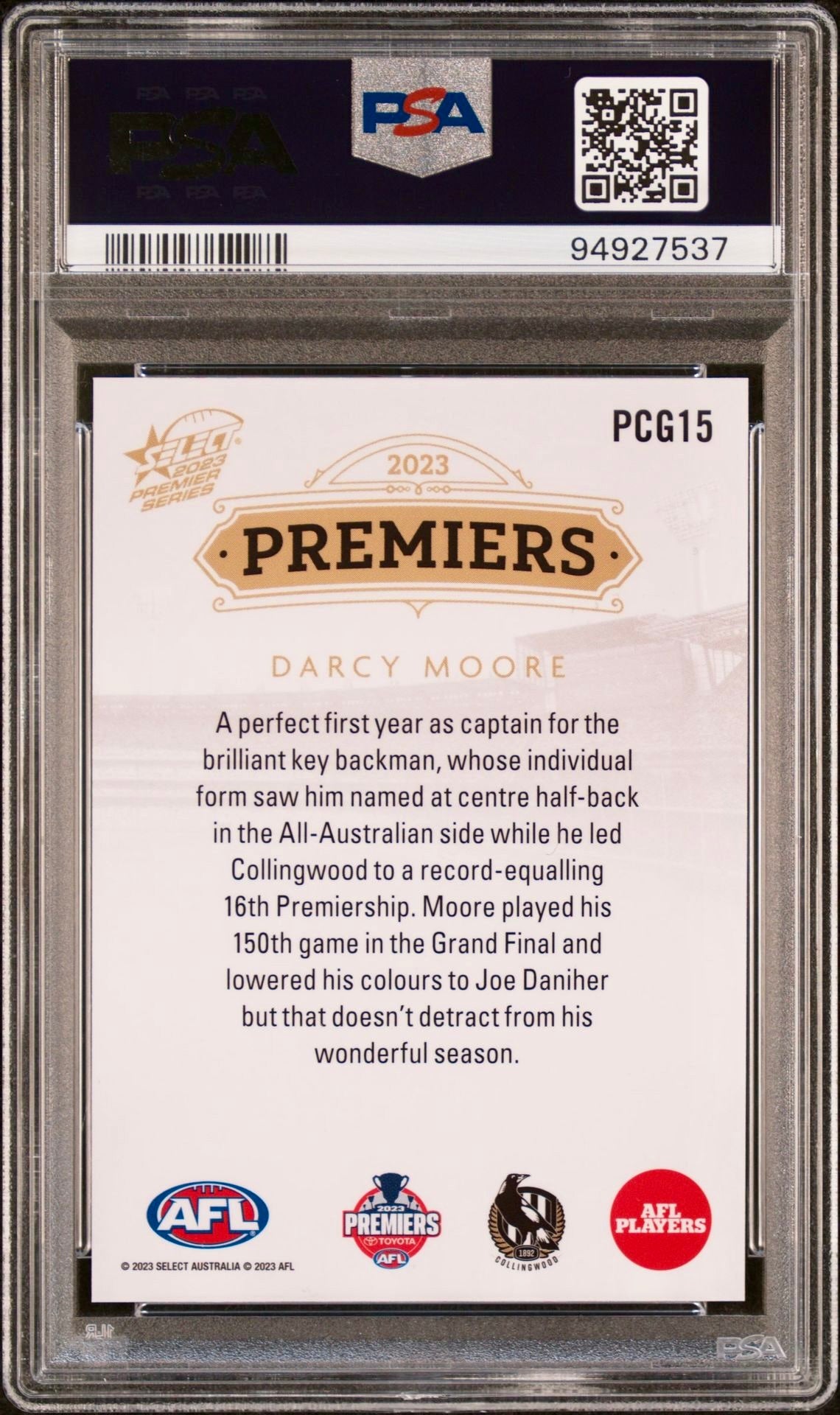 PSA 10 - Darcy Moore #PCG15 2023 SELECT AFL Premier Series