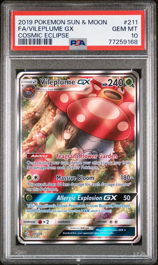 PSA 10 - Vileplume GX 211/236 SM Cosmic Eclipse - Pokemon