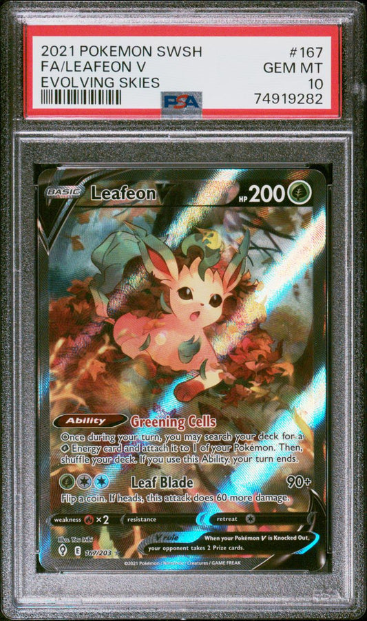 PSA 10 - Leafeon V 167/203 SWSH Evolving Skies - Pokemon