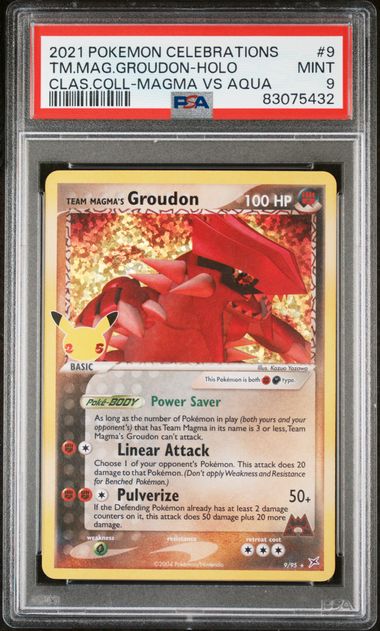 PSA 9 - TM Magma Groudon 9/95 SWSH Celebrations Classic Collection - Pokemon