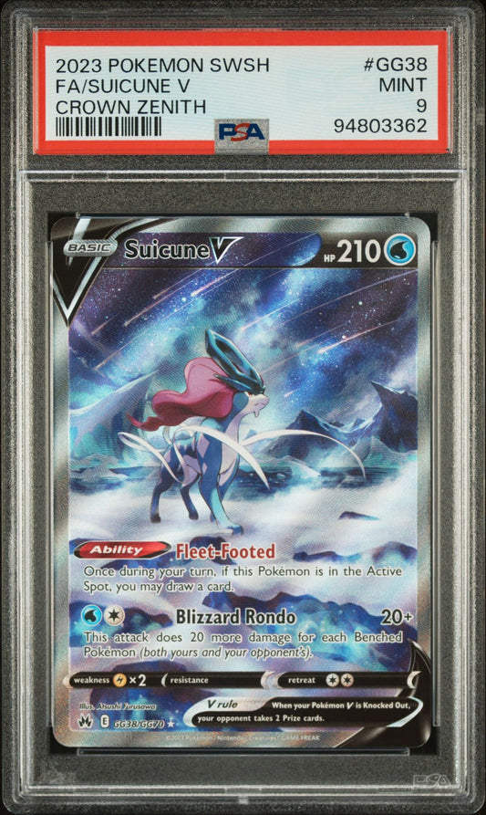 PSA 9 - Suicune V GG38/GG70 SWSH Crown Zenith - Pokemon