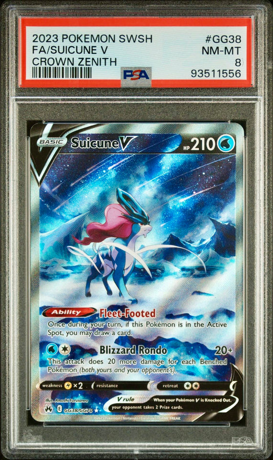 PSA 8 - Suicune V GG38/GG70 SWSH Crown Zenith - Pokemon