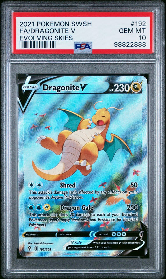 PSA 10 - Dragonite V 192/203 SWSH Evolving Skies - Pokemon