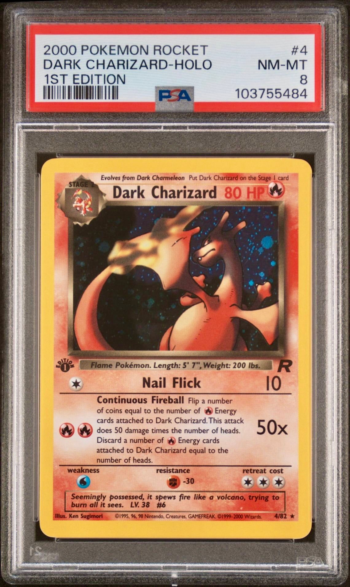 PSA 8 - Dark Charizard 4/82 WOTC Rocket 1st Edition - Pokemon