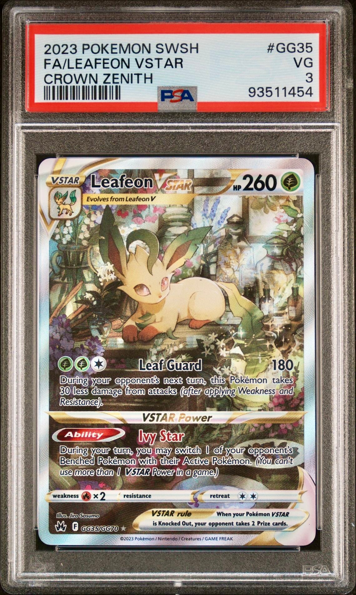 PSA 3 - Leafeon VSTAR GG35/GG70 SWSH Crown Zenith - Pokemon