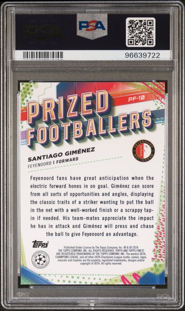 PSA 10 - Santiago Gimenez 2023-24 PF10 Topps Prized Footballer - Football