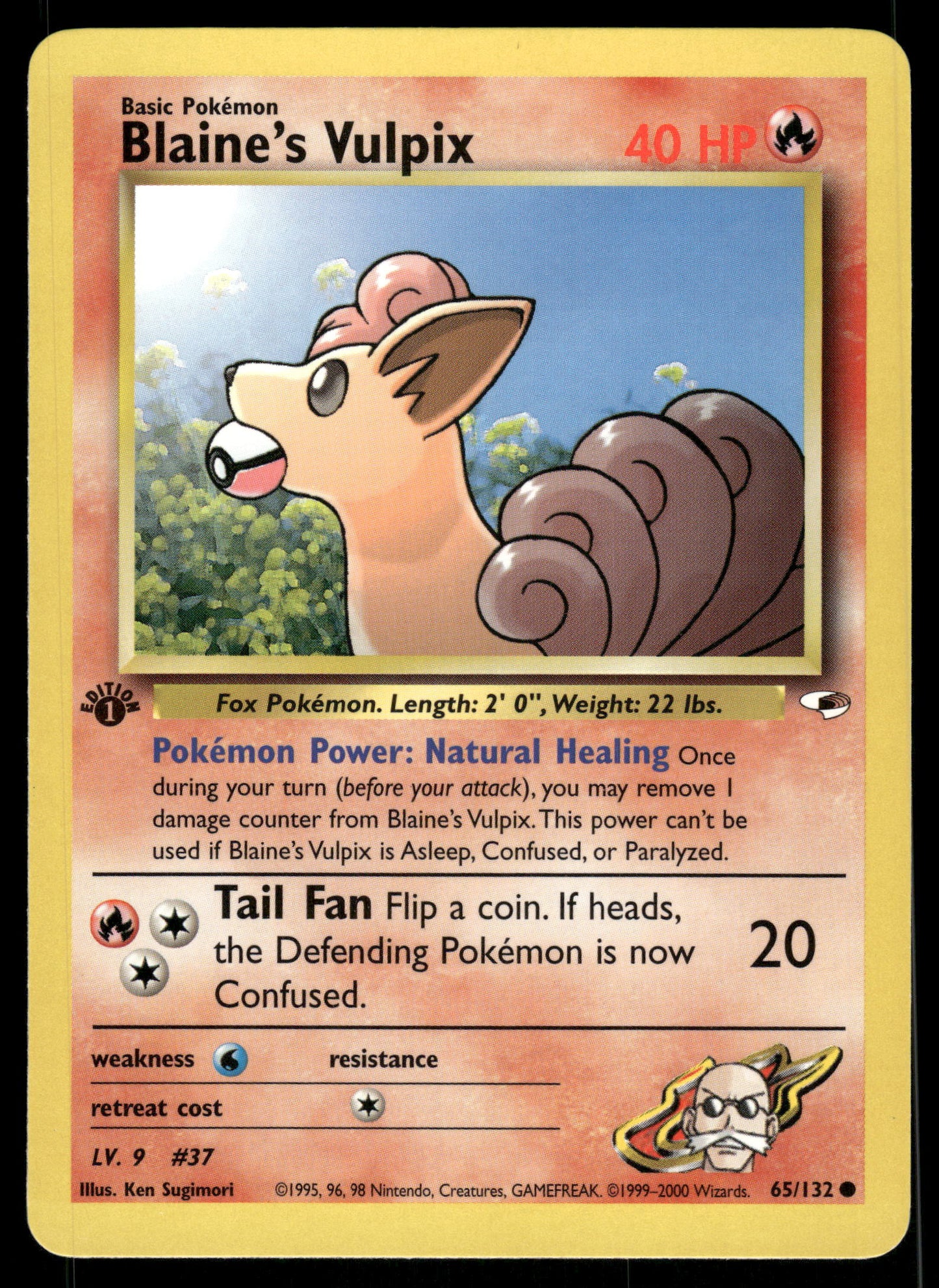 Blaines's Vulpix 65/132 WOTC Gym Heroes 1st Edition Pokemon [NM]