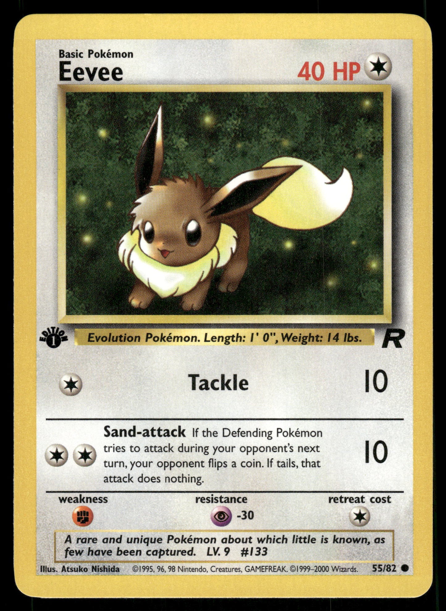 Eevee 55/82 WOTC Team Rocket 1st Edition Pokemon [DMG]