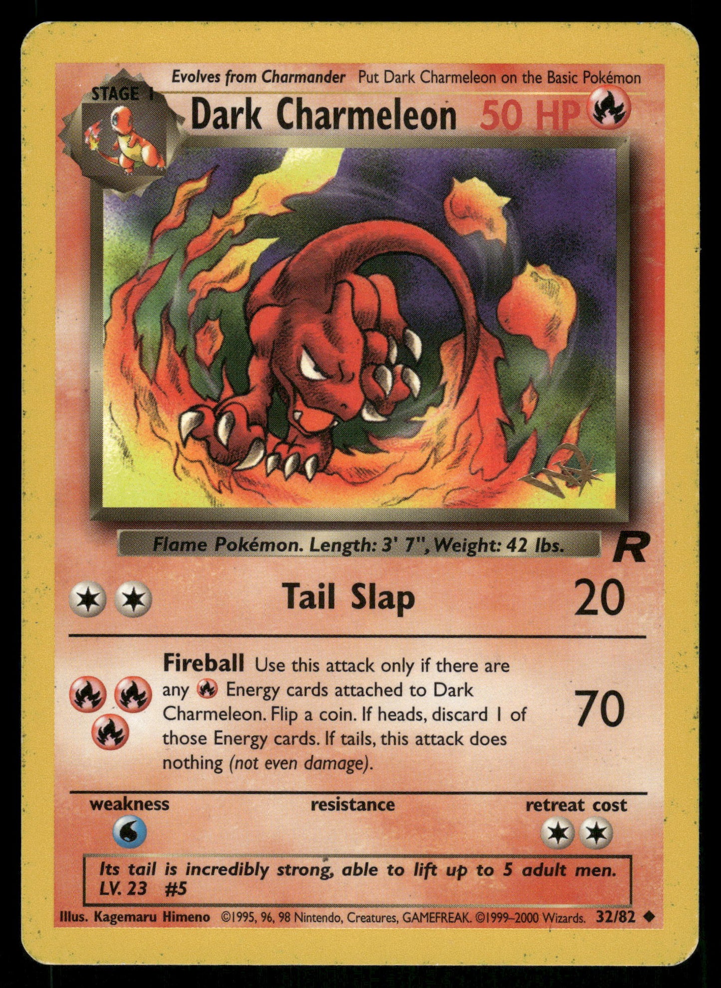 Dark Charmeleon 32/82 *GOLD W STAMP* WOTC Team Rocket 1st Edition Pokemon [PL]