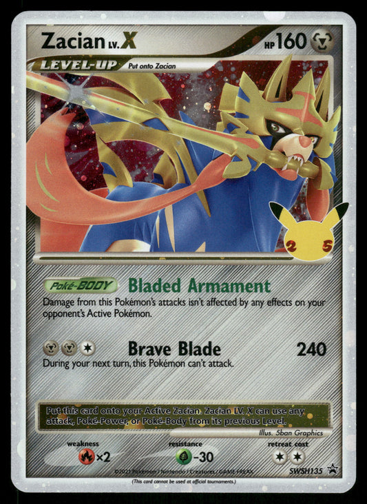 Zacian LV.X Holo SWSH135 Celebrations Black Star Promo Pokemon [NM]