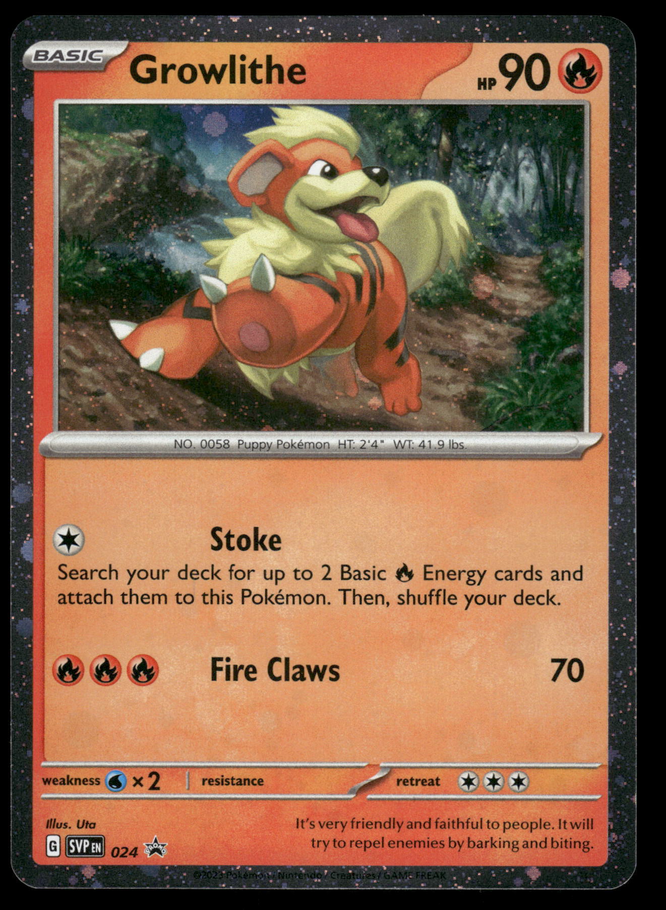 Growlithe Holo SVP024 Scarlett Violet Black Star Promo Pokemon [NM] (1)