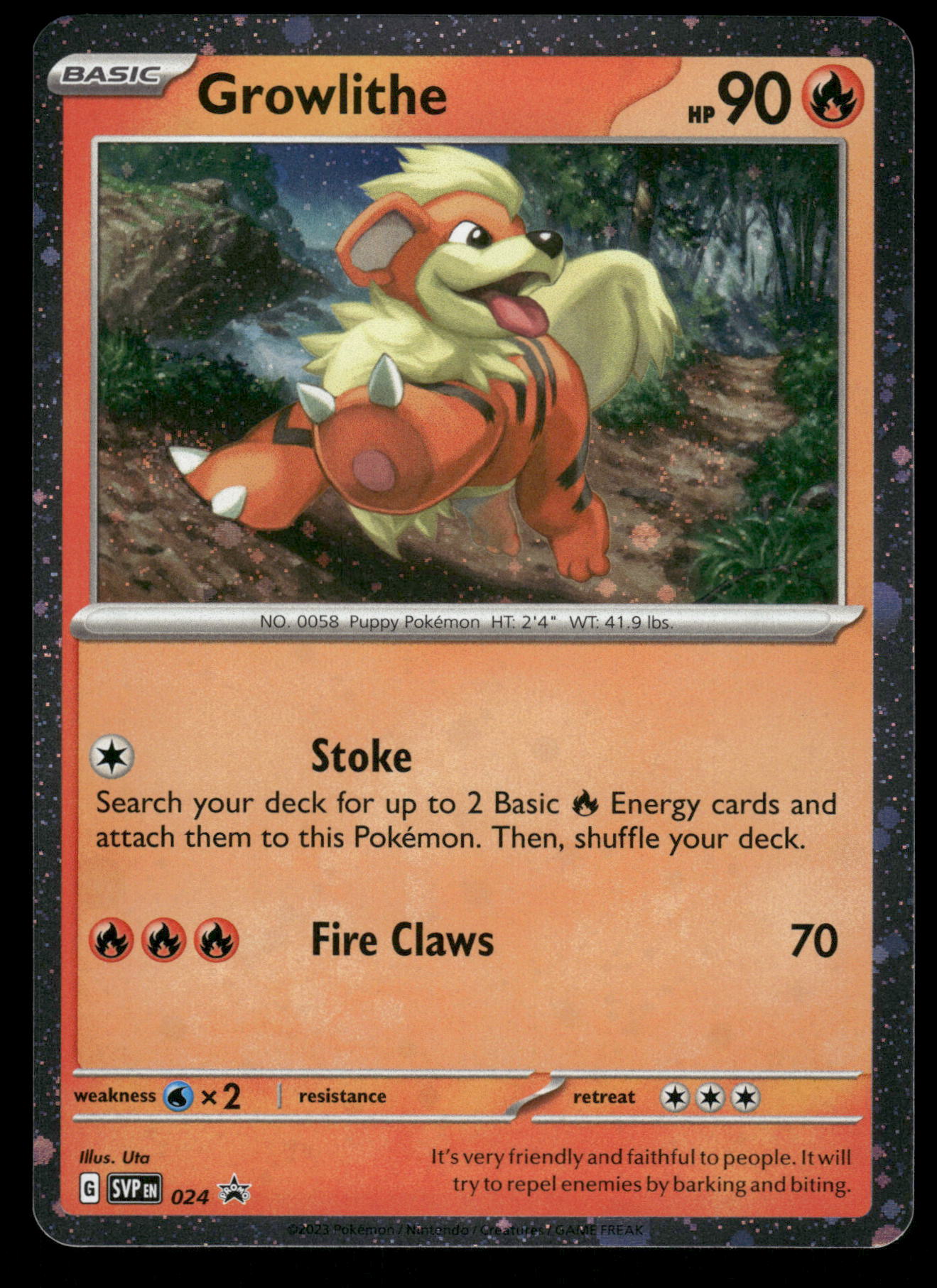 Growlithe Holo SVP024 Scarlett Violet Black Star Promo Pokemon [NM] (5)