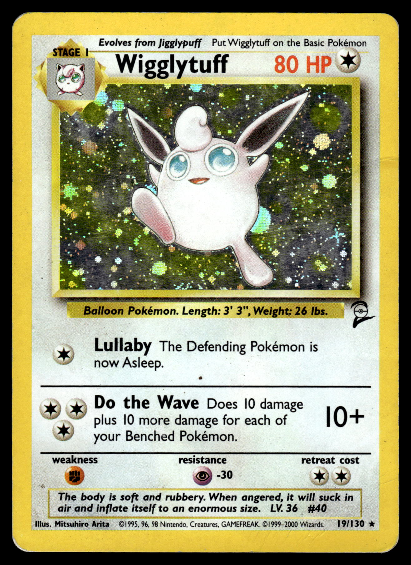 Wigglytuff Holo 19/130 WOTC Base Set 2 Pokemon [DMG]