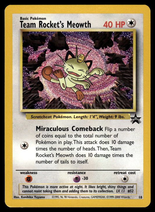 Team Rocket's Meowth 18 WOTC Black Star Promo Pokemon [NM]