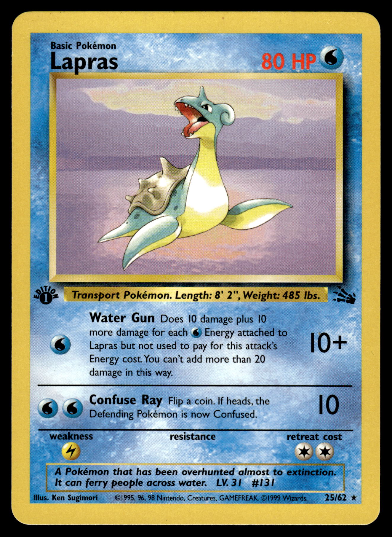 Lapras 25/62 WOTC Fossil 1st Edition Pokemon [PL]