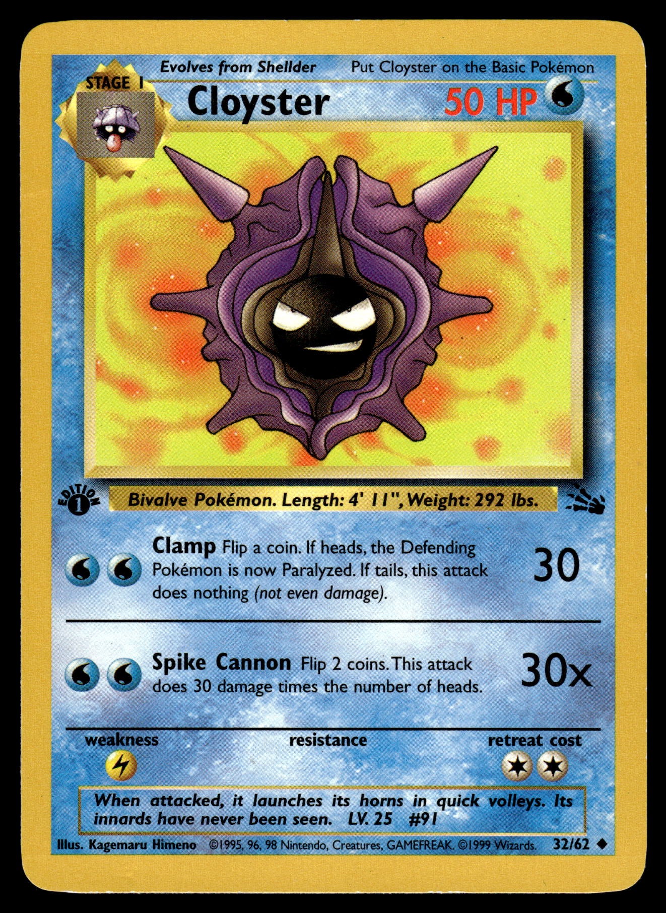 Cloyster 32/62 WOTC Fossil 1st Edition Pokemon [PL]