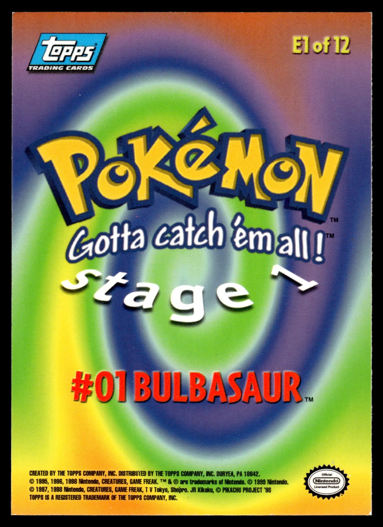 Bulbasaur #01 E1 of 12 TOPPS Pokemon [PL]