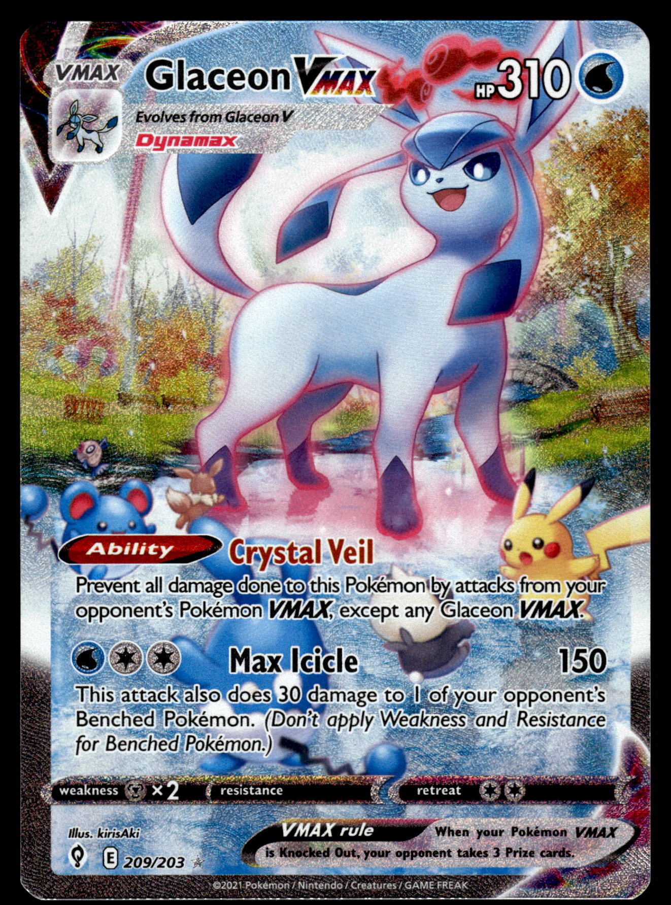 Glaceon VMAX 209/203 SWSH Evolving Skies Pokemon [NM]