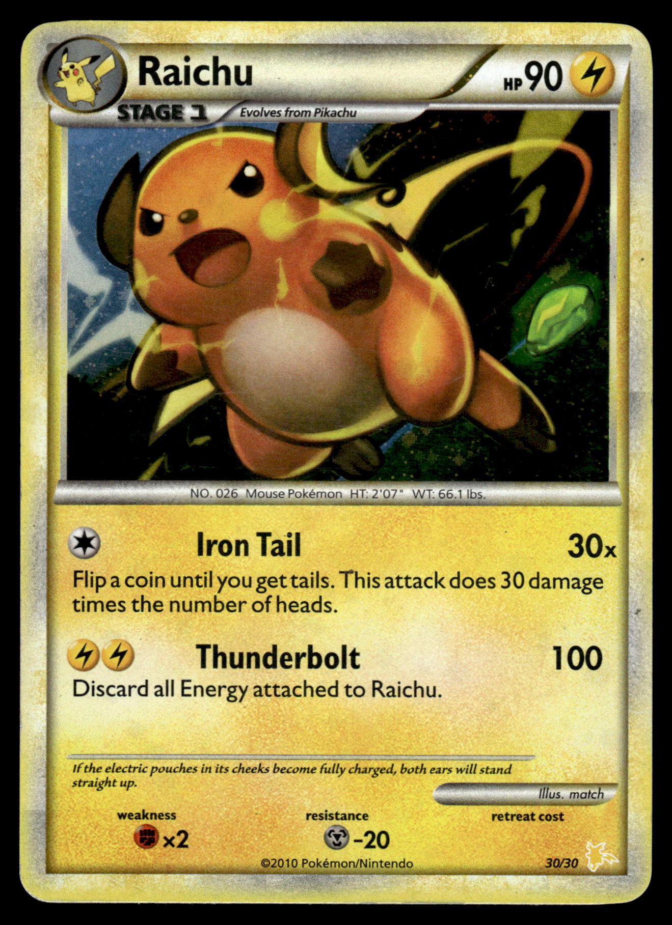 Raichu Holo 30/30 HGSS Trainer Kit Half Deck Pokemon [DMG]