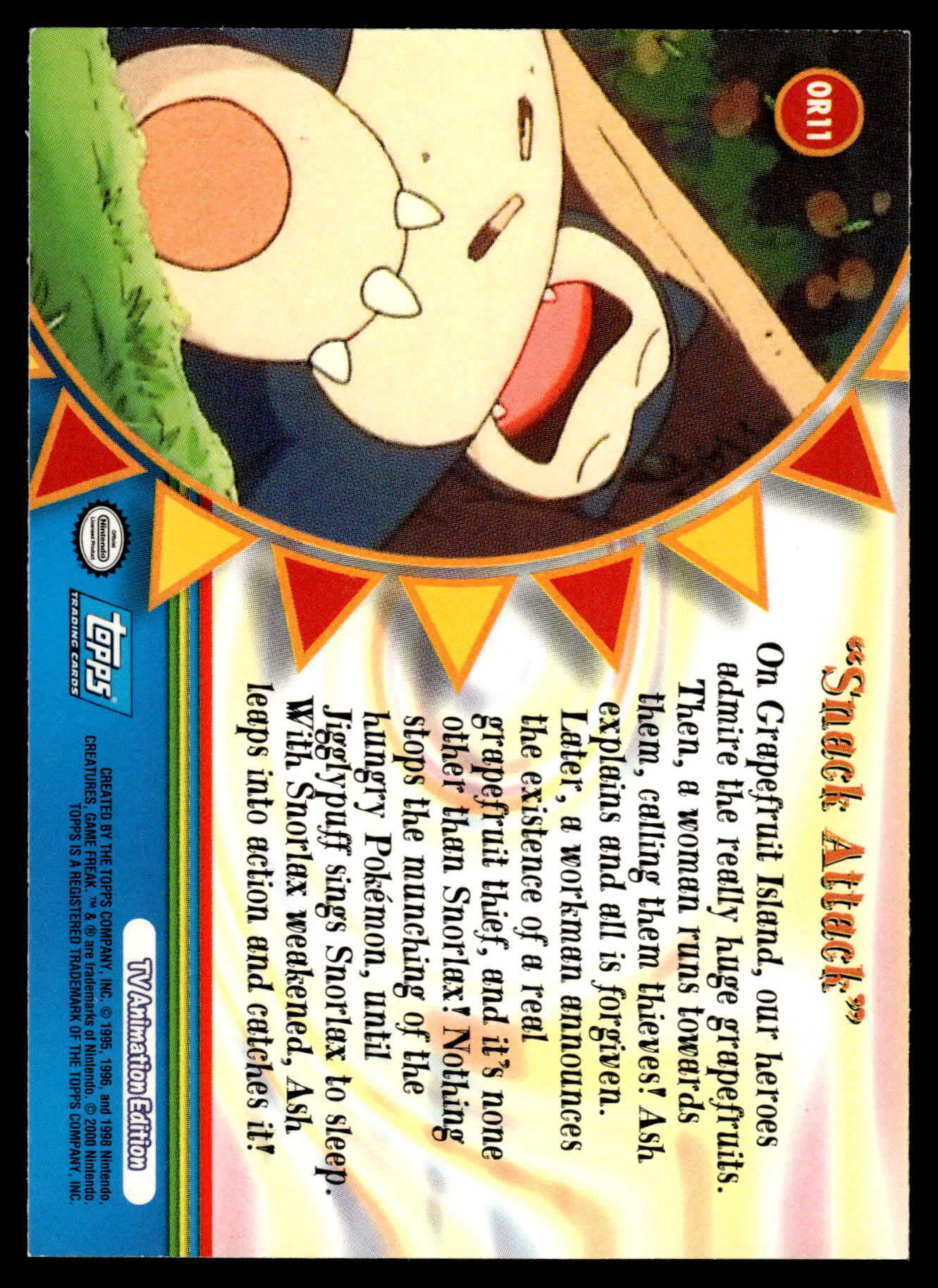 Sneak Attack Snorlax OR11 TOPPS Orange Islands TV Edition Pokemon [NM]