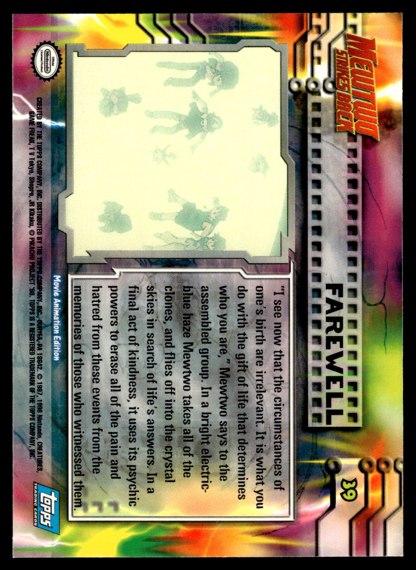 Farewell #39 TOPPS Mewtwo Strikes Back Movie Pokemon [NM]