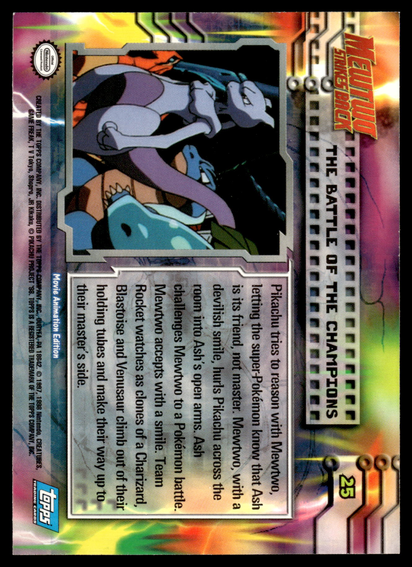 Battle of Champions #25 TOPPS Mewtwo Strikes Back Movie Pokemon [NM]