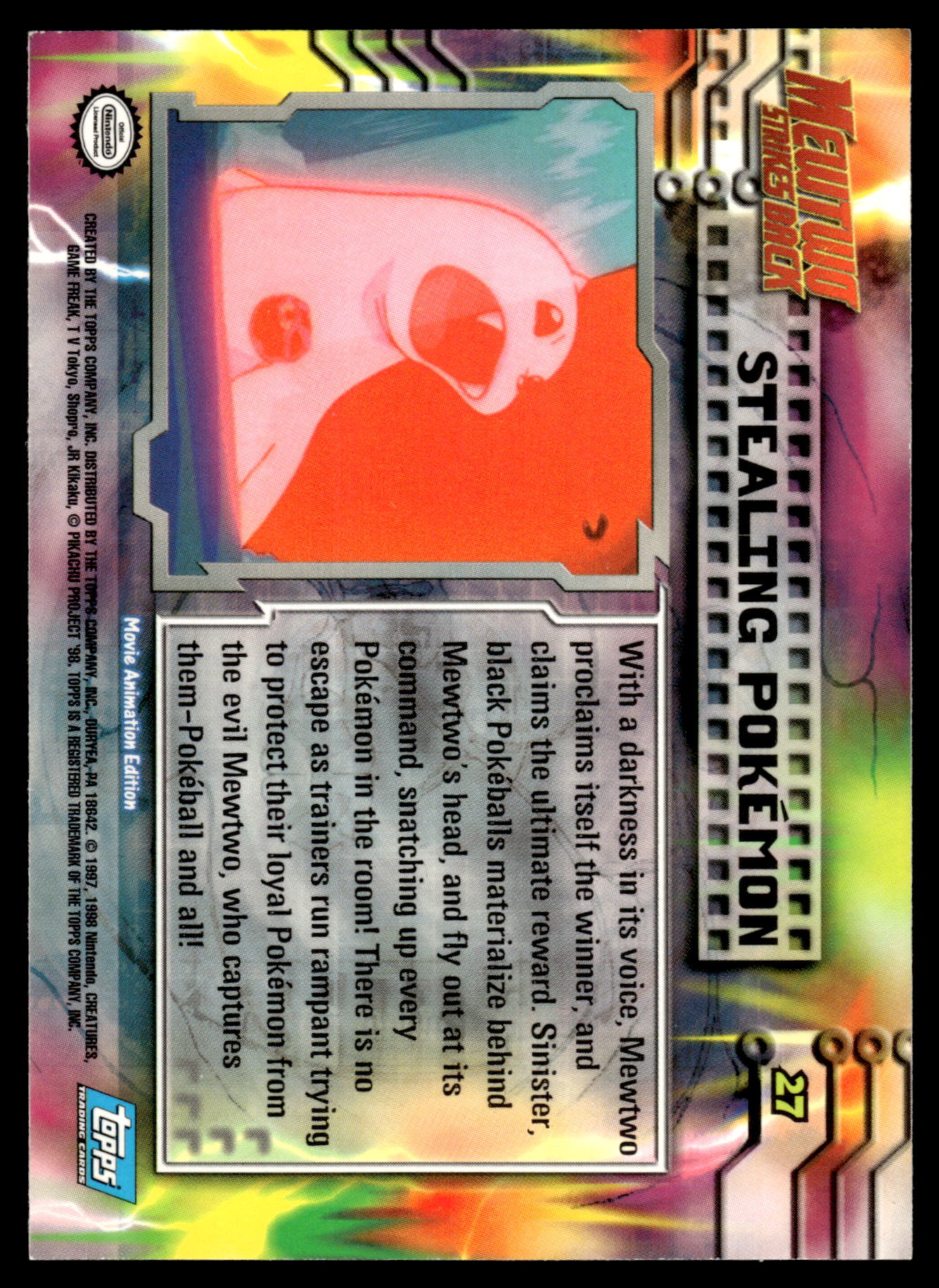 Stealing Pokemon #27 TOPPS Mewtwo Strikes Back Movie Pokemon [NM]