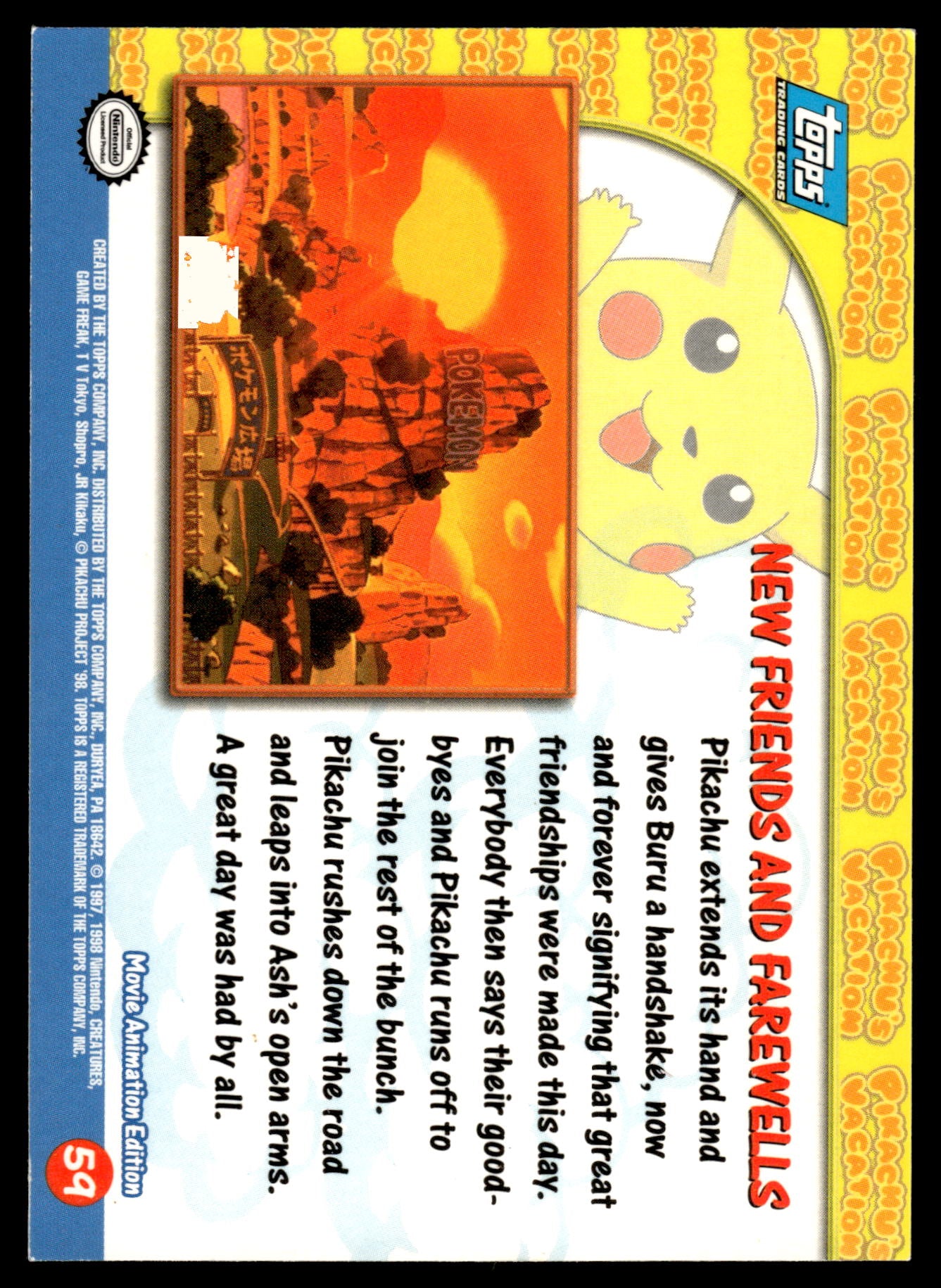 New Friends and Farewells #59 TOPPS Pikachu's Vacation Movie Pokemon [PL]