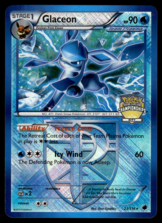 Glaceon 23/116 Crosshatch BW Plasma Freeze City Championships Pokemon [NM]