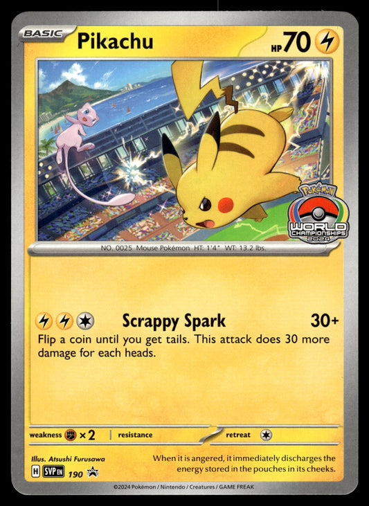 Pikachu SVP190 2024 World Championship Promo Pokemon [NM] (2)