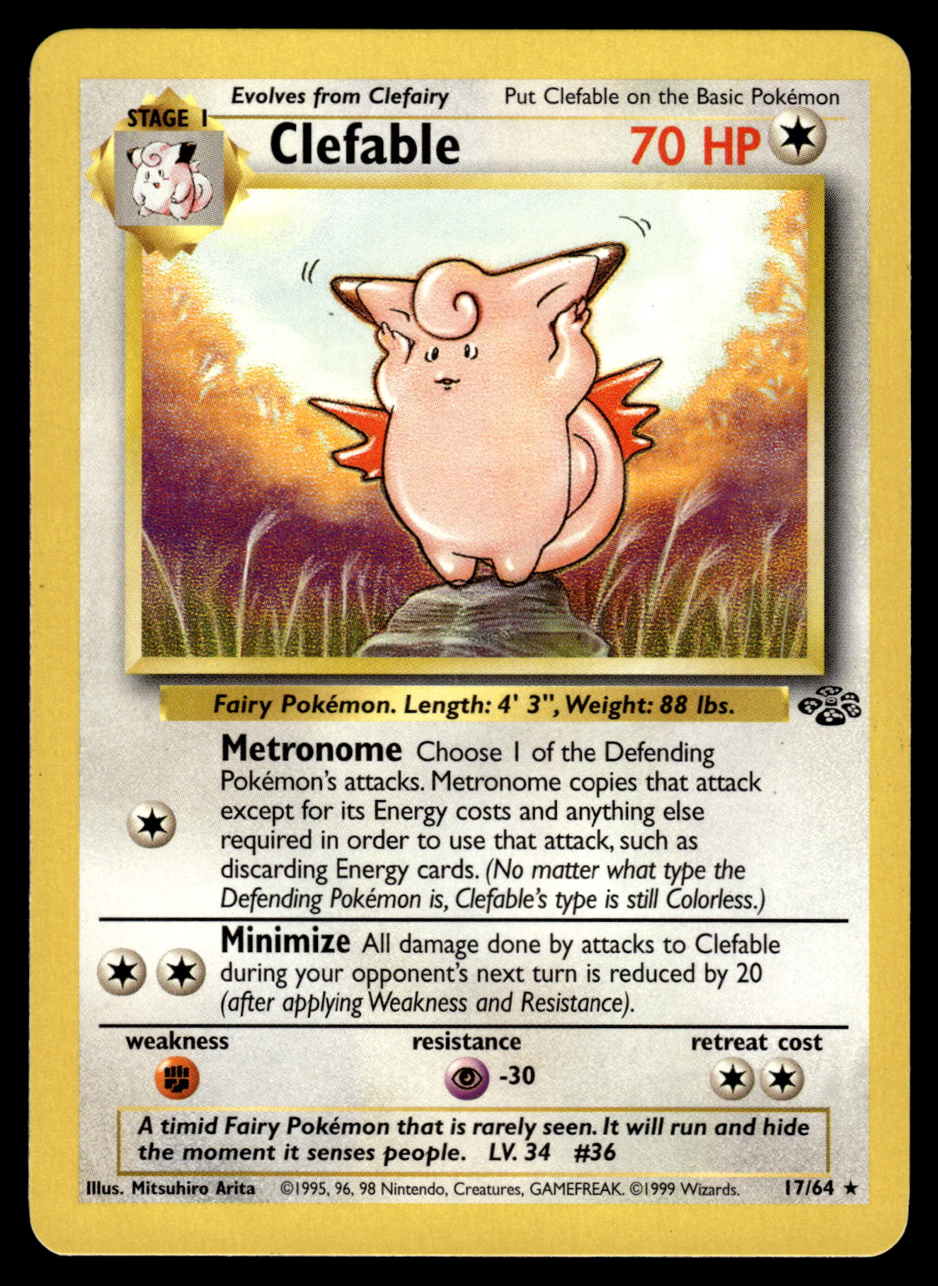 Clefable 17/64 WOTC Jungle Unlimited Pokemon [NM]