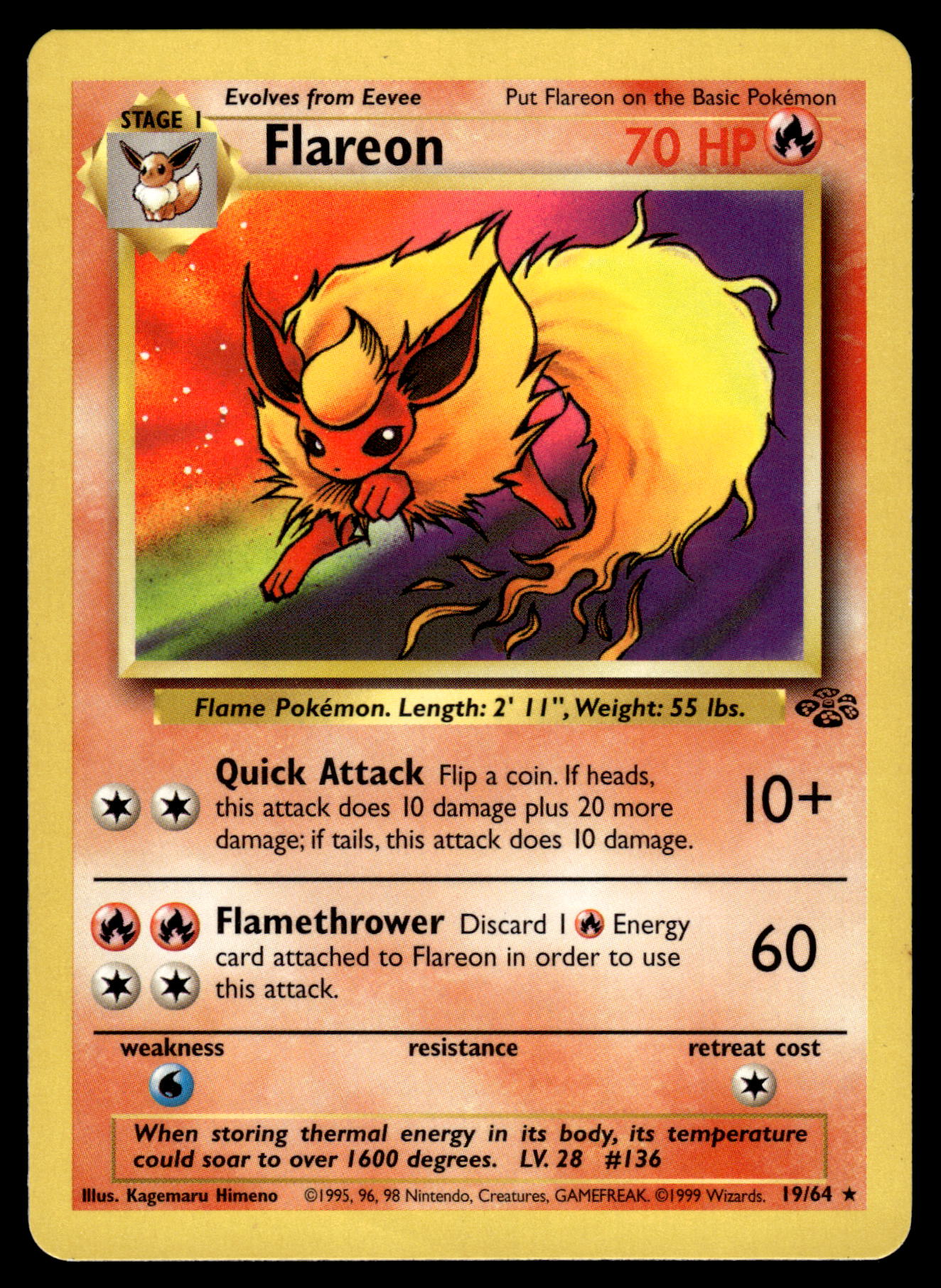 Flareon 19/64 WOTC Jungle Unlimited Pokemon [PL]