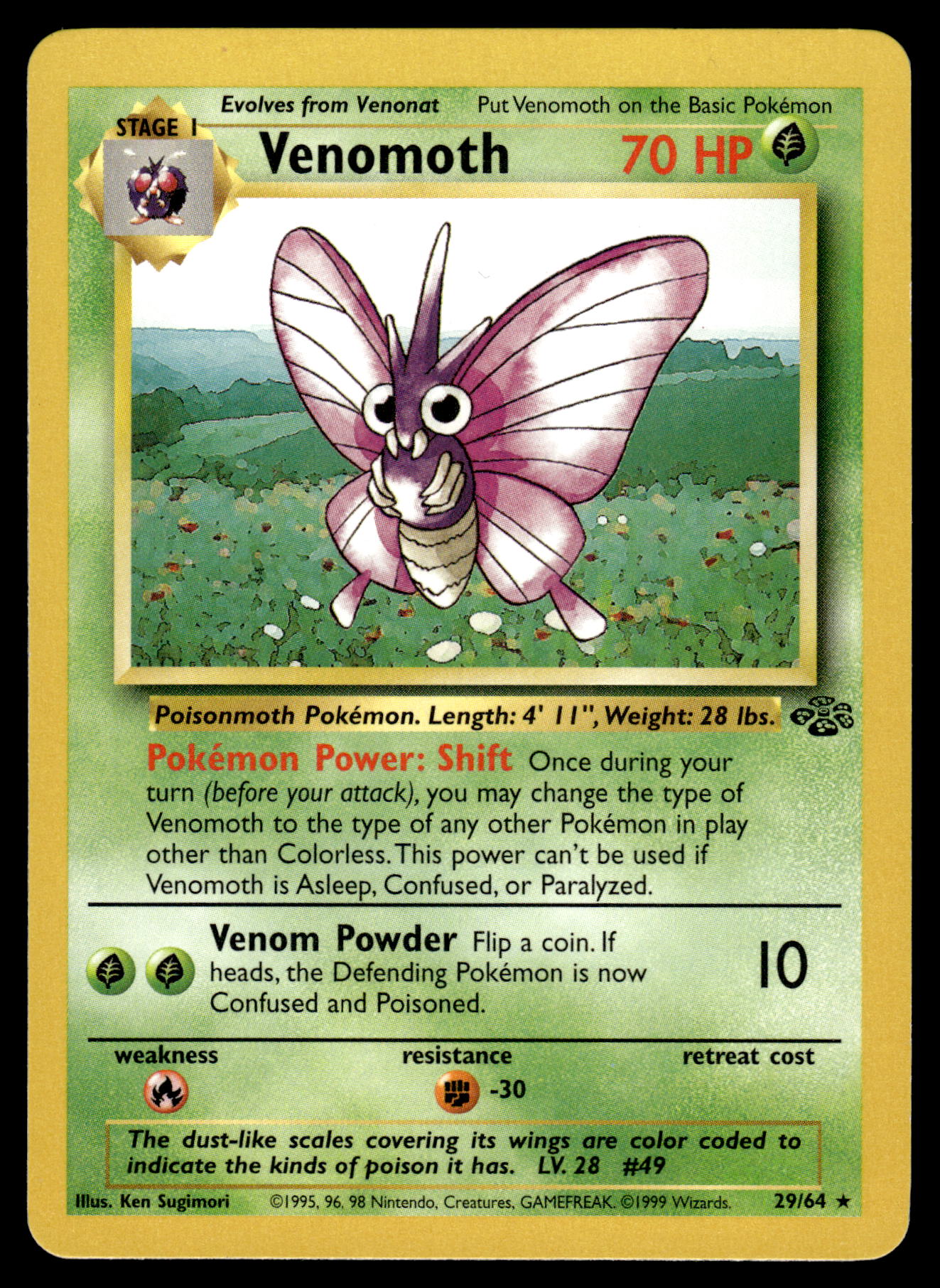 Venomoth 29/64 WOTC Jungle Unlimited Pokemon [NM]