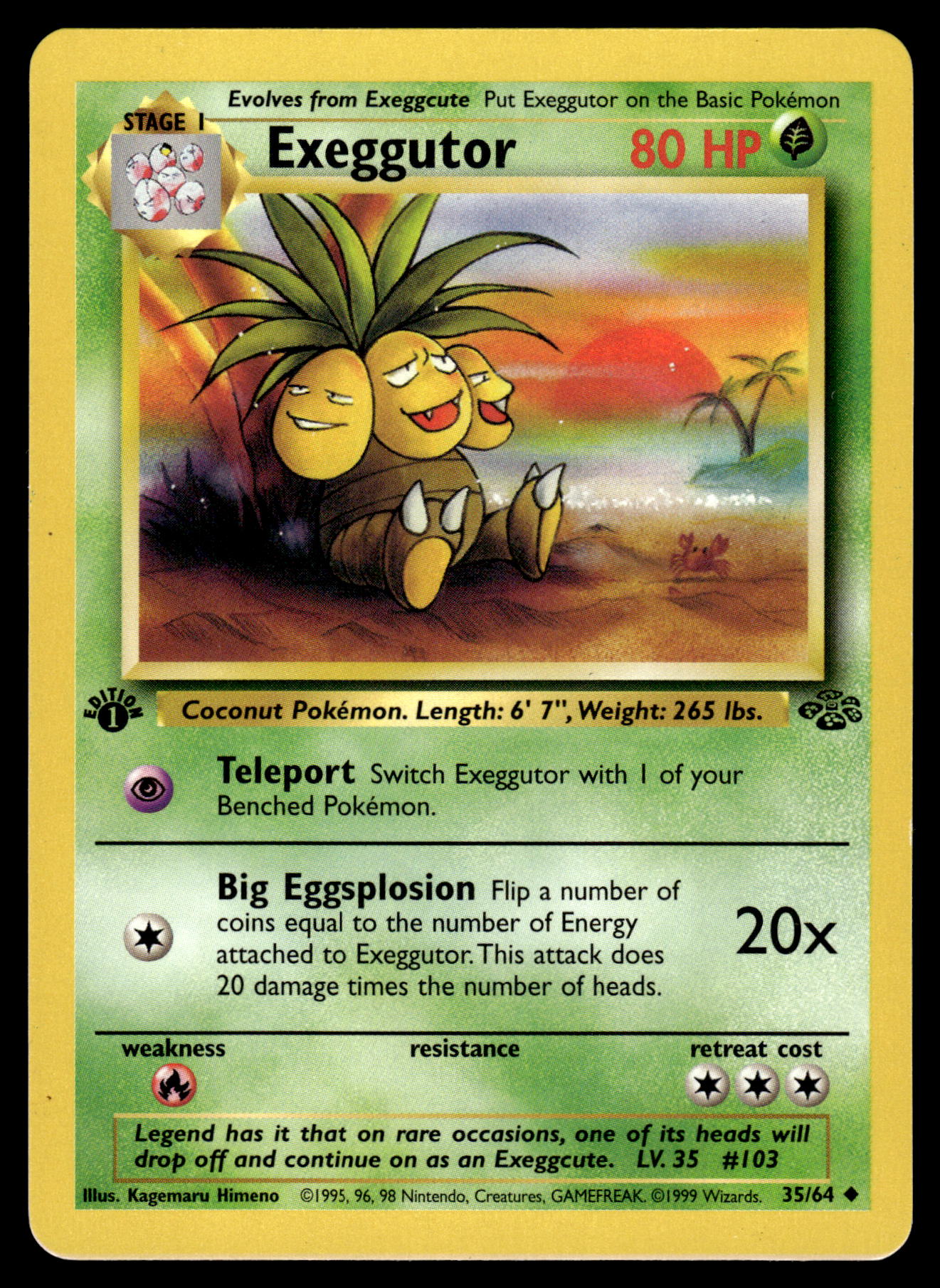 Exeggutor 35/64 WOTC Jungle 1st Edition Pokemon [NM]