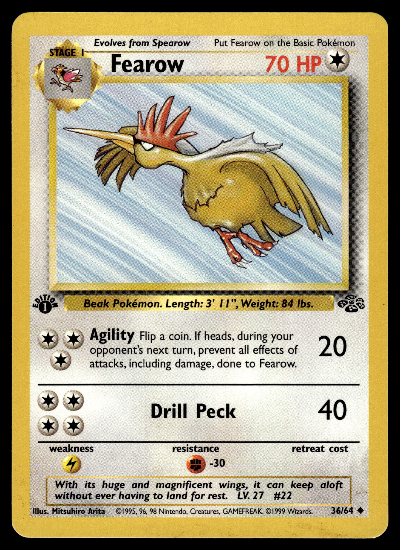 Fearow 26/64 WOTC Jungle 1st Edition Pokemon [NM]