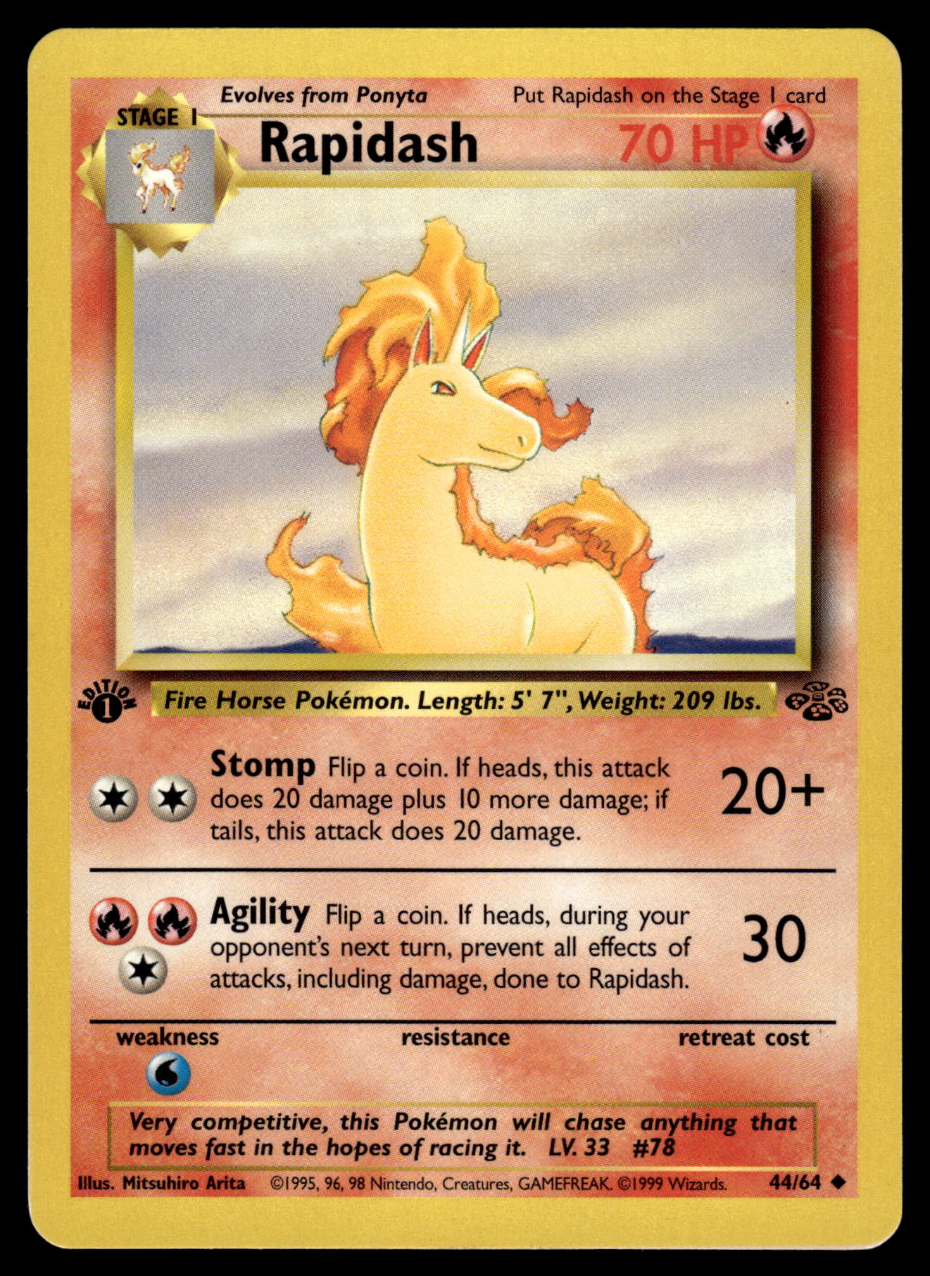 Rapidash 44/64 WOTC Jungle 1st Edition Pokemon [NM]