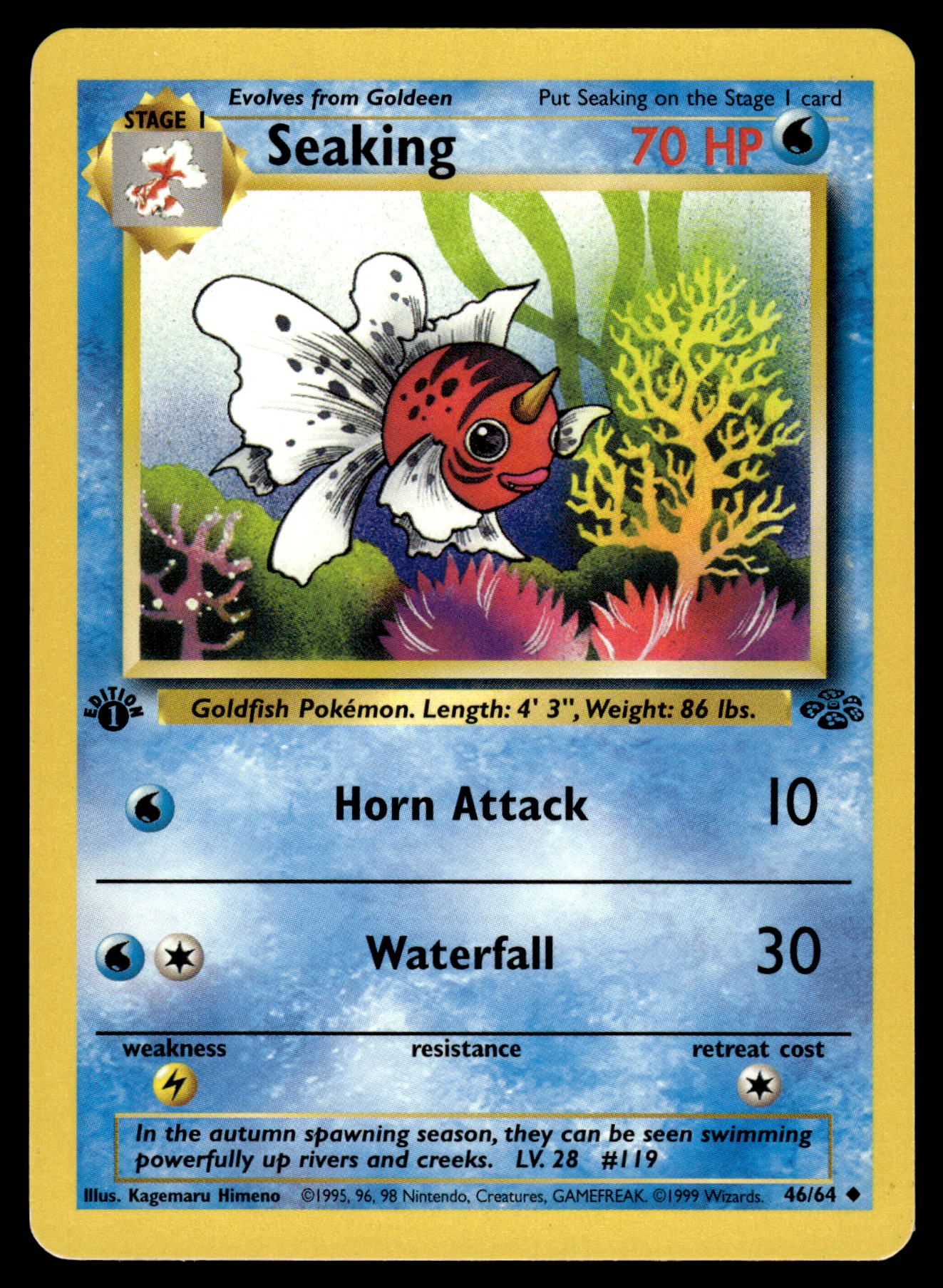 Seaking 46/64 WOTC Jungle 1st Edition Pokemon [NM]