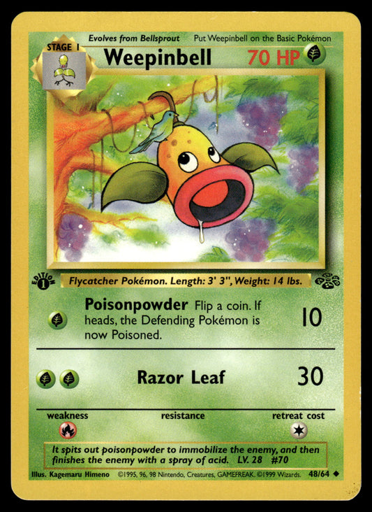 Weepingbell 48/64 WOTC Jungle 1st Edition Pokemon [DMG]