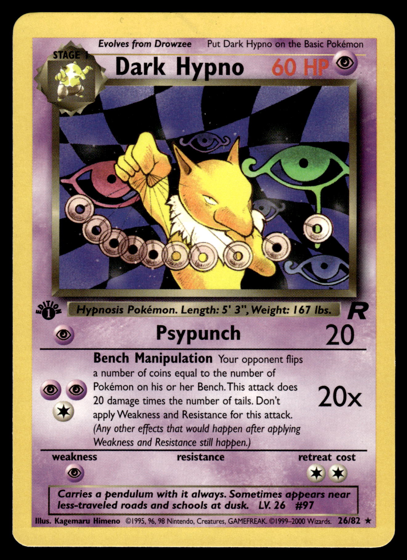 Dark Hypno 26/82 WOTC Team Rocket 1st Edition Pokemon [PL]