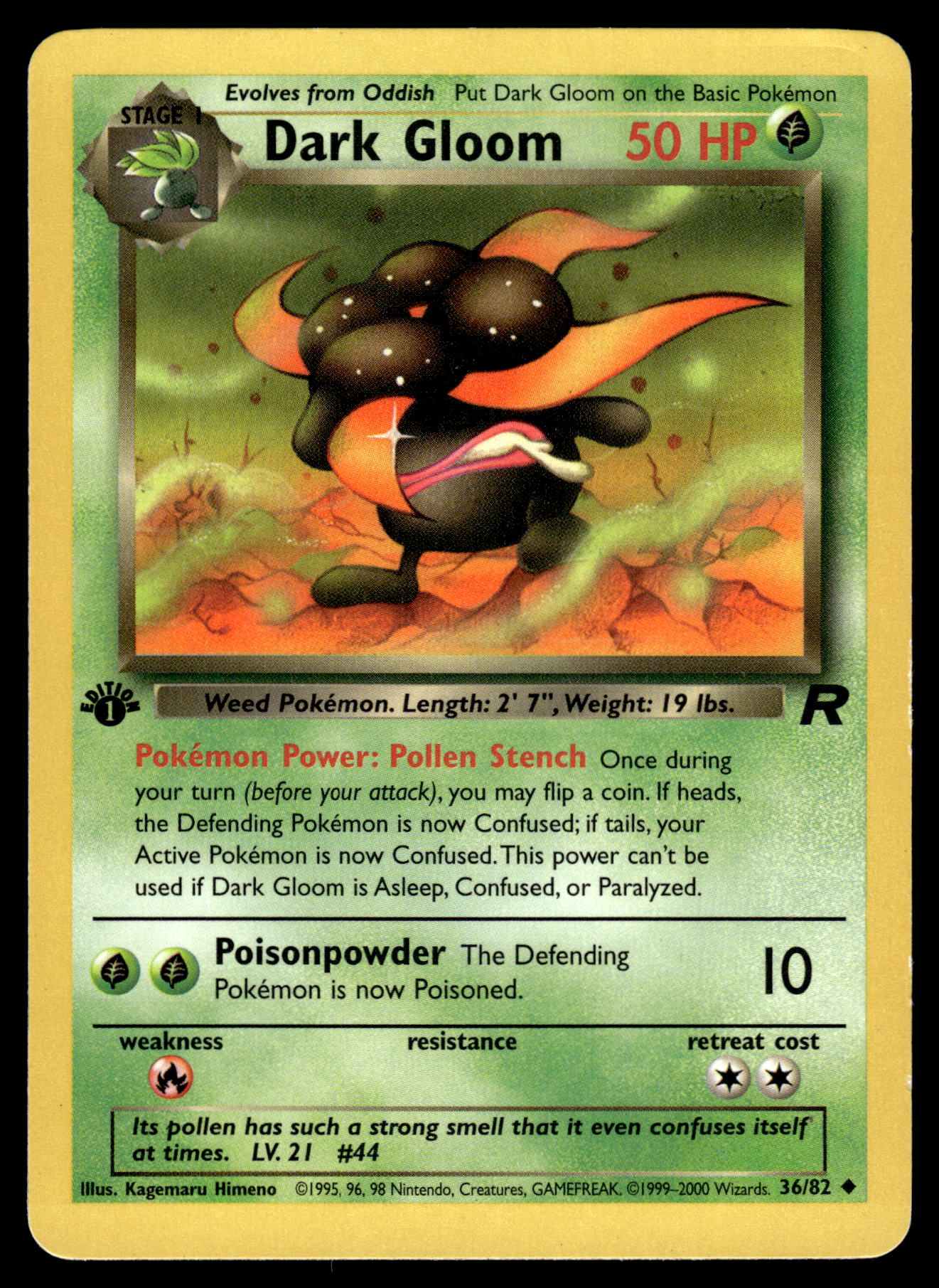 Dark Gloom 36/82 WOTC Team Rocket 1st Edition Pokemon [DMG]