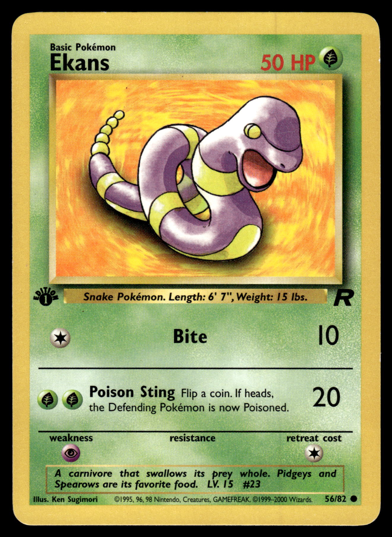 Ekans 56/82 WOTC Team Rocket 1st Edition Pokemon [PL]