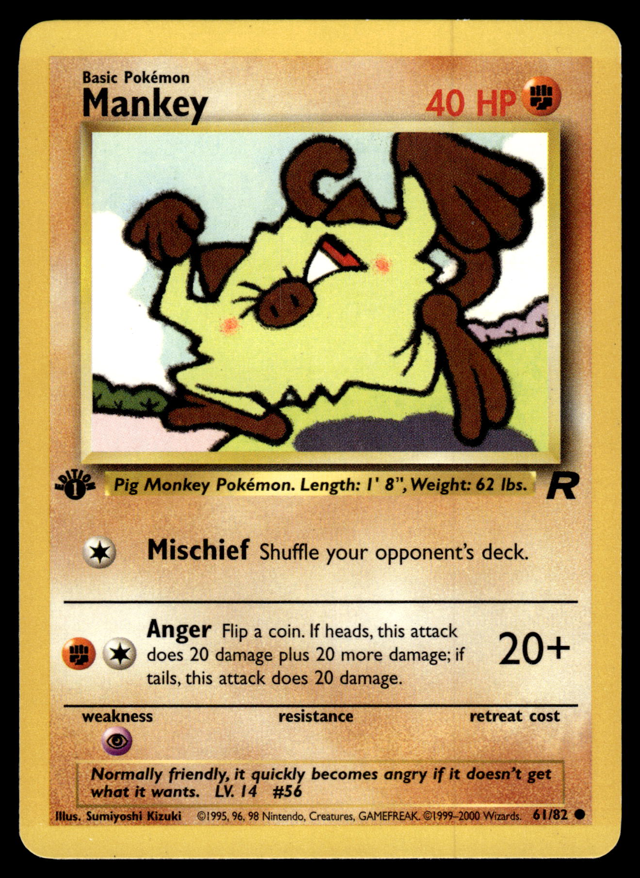 Mankey 61/82 WOTC Team Rocket 1st Edition Pokemon [PL]