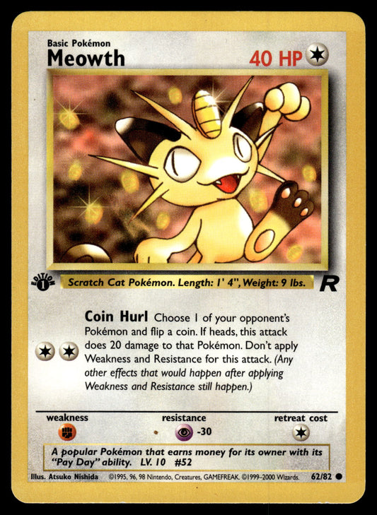 Meowth 62/82 WOTC Team Rocket 1st Edition Pokemon [PL]