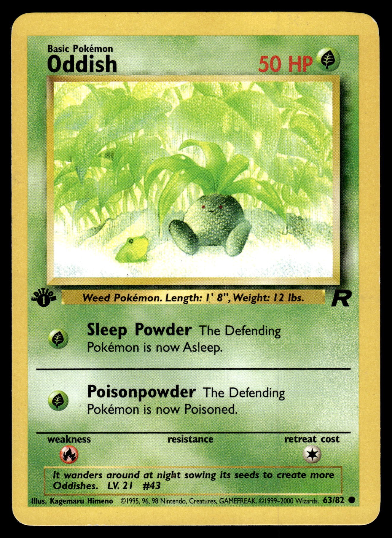 Oddish 63/82 WOTC Team Rocket 1st Edition Pokemon [DMG]